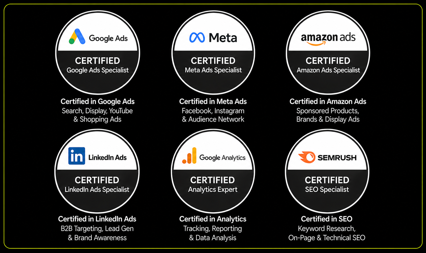 Digi Bussiness Patners Google Ads Meta and amazon ads.linkedin Ads,google analytics SemRush